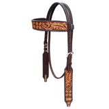 Bar H Equine Genuine Western American Leather Horse Premium Headstall & Breast Collar Set