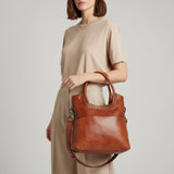 Spaghetti Western Swc178Tan Tote Vintage Handmade Drum Dyed Genuine European Cowhide Leather Women Bag Western Handbag Purse