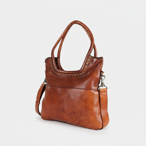 Spaghetti W. Swc178Tan Tote Vintage Handmade Drum Dyed Genuine by Hilason – Cowboy and equestrian accessories