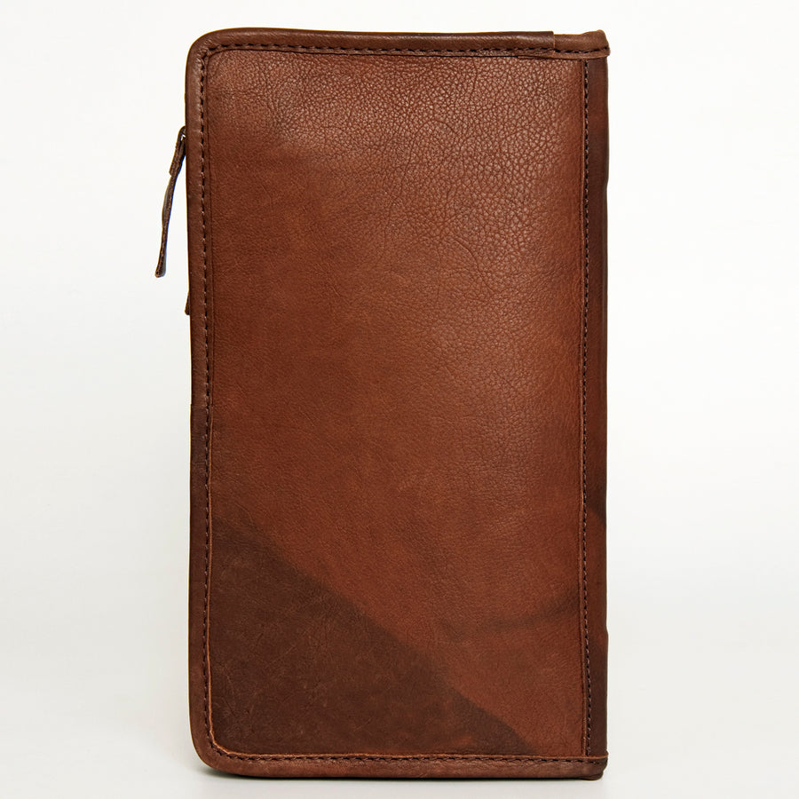 American Darling Women's Hair-On Cowhide Jewelry Case Hand Tooled Floral Carved Eco-Friendly Vegetable-Tanned Genuine Leather