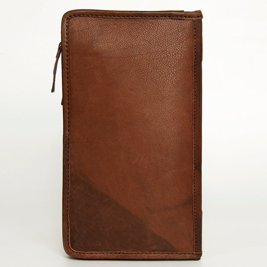 American Darling Women's Hair-On Cowhide Jewelry Case Hand Tooled Floral Carved Eco-Friendly Vegetable-Tanned Genuine Leather