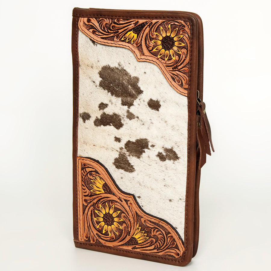 American Darling Hair-On Cowhide Jewelry Case Hand Tooled Genuine Leather - Uhorse