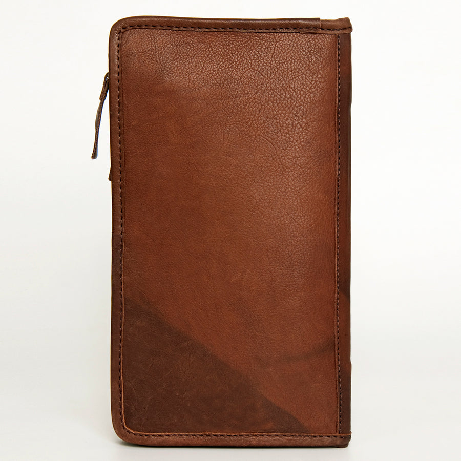 American Darling Women's Hair-On Cowhide Jewelry Case Hand Tooled Floral Carved Eco-Friendly Vegetable-Tanned Genuine Leather