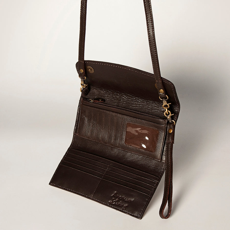 American Darling Women's Small Cross body Bag Hand Tooled Floral Carved Eco-Friendly Genuine Leather YKK Zipper
