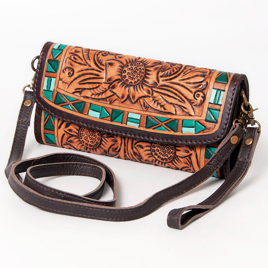 American Darling Hand Tooled Genuine Leather Small Cross body Bag - Uhorse