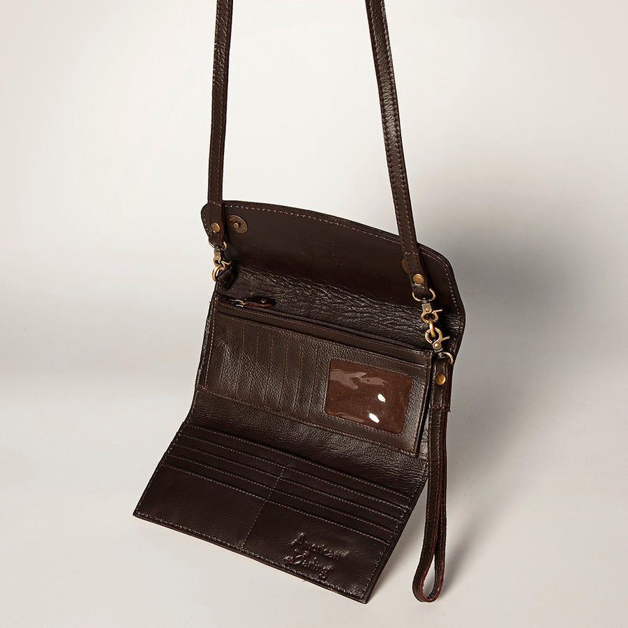 American Darling Women's Small Cross body Bag Hand Tooled Floral Carved Eco-Friendly Genuine Leather YKK Zipper