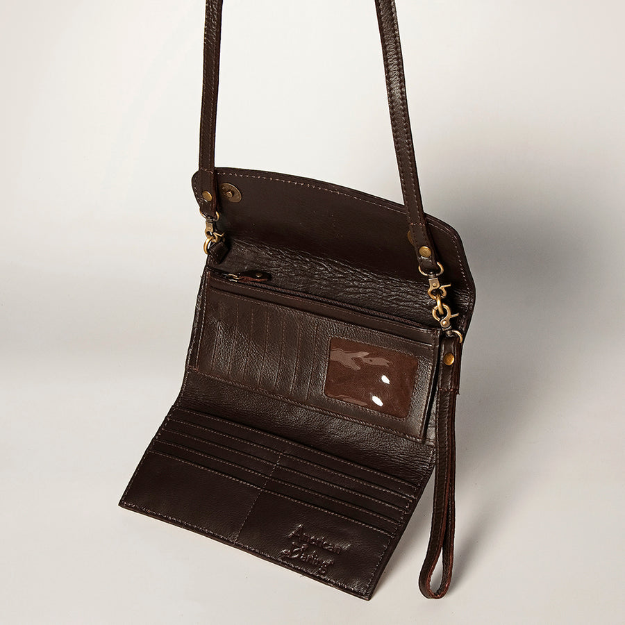 American Darling Women's Small Cross body Bag Hand Tooled Floral Carved Eco-Friendly Genuine Leather YKK Zipper