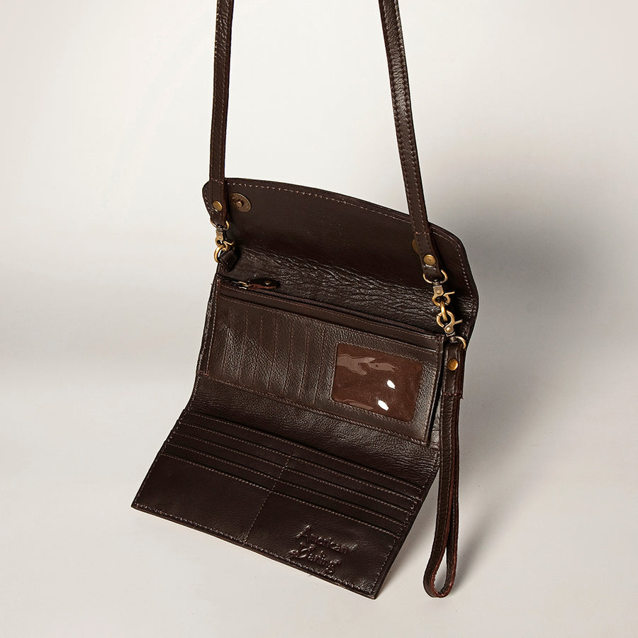 American Darling Women's Small Cross body Bag Hand Tooled Floral Carved Eco-Friendly Genuine Leather YKK Zipper