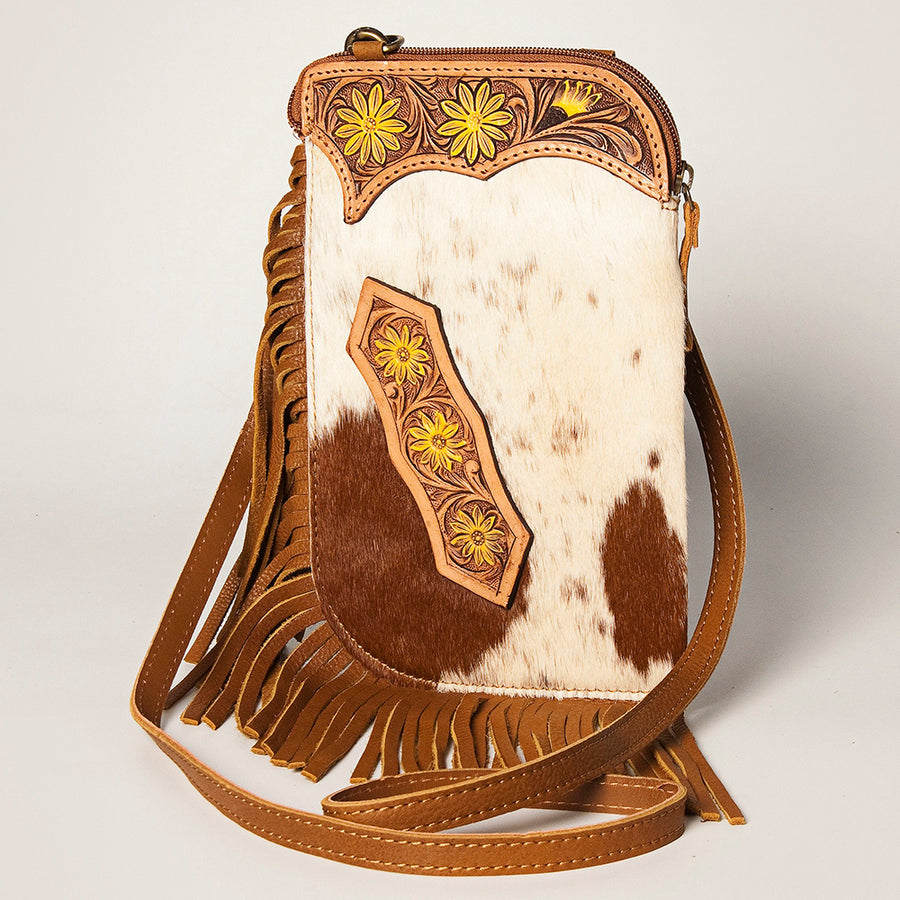 American Darling Hair-On Cowhide Chaps Bag Hand Tooled Genuine Leather - Uhorse