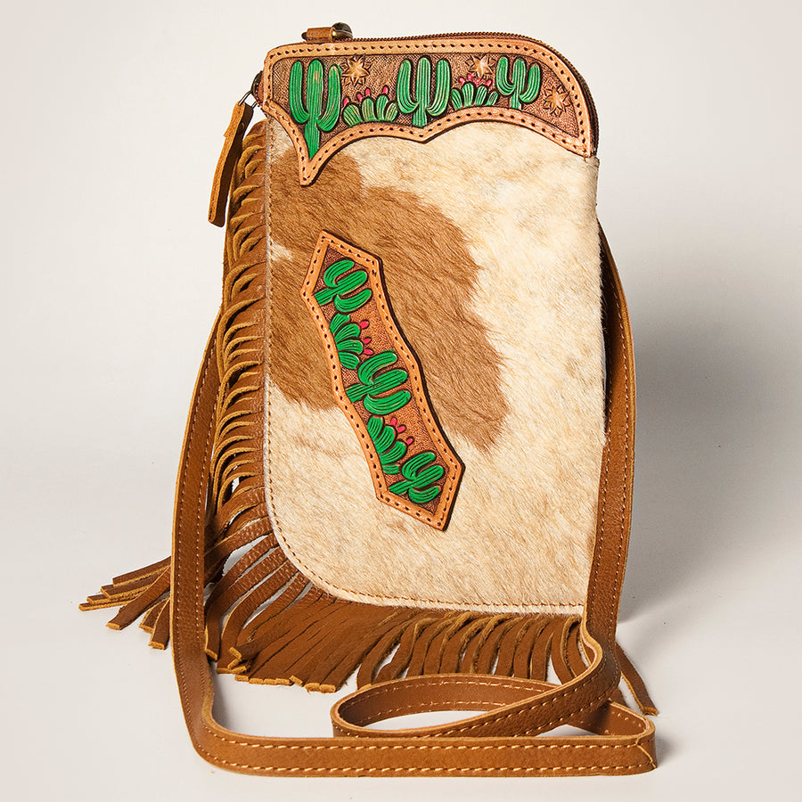 American Darling Hair-On Cowhide Chaps Bag Hand Tooled Genuine Leather - Uhorse