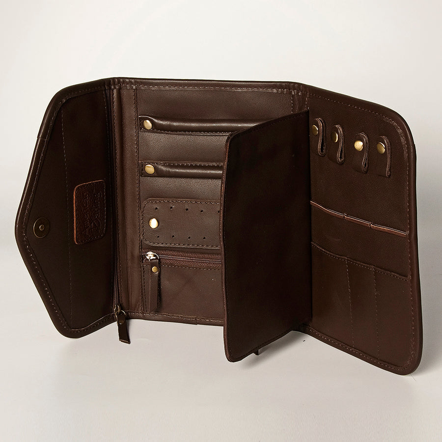 American Darling Women's Hair-On Cowhide Jewelry Case Eco-Friendly Vegetable-Tanned Genuine Leather Well-compartmentalized