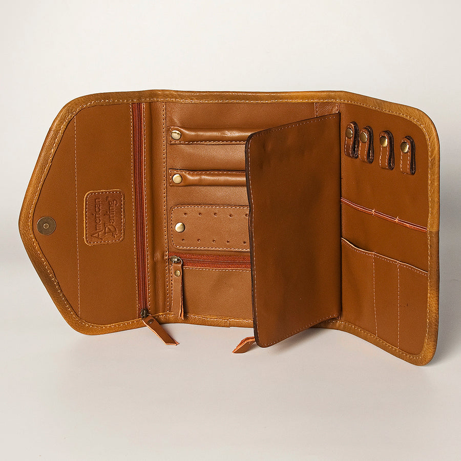 American Darling Women's Hair-On Cowhide Jewelry Case Eco-Friendly Vegetable-Tanned Genuine Leather Well-compartmentalized