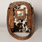 American Darling Women's Large Cross body Bag Hand Tooled Floral Carved Concho Eco-Friendly Genuine Leather YKK Zipper