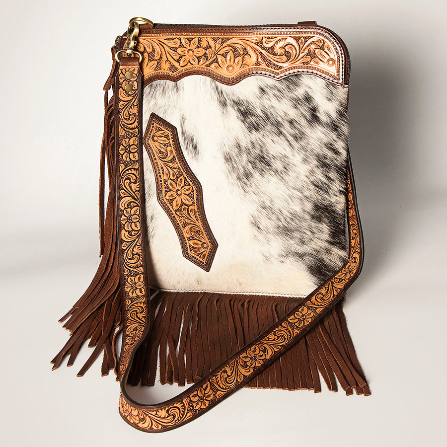 American Darling Hair-On Cowhide Chaps Bag Hand Tooled Genuine Leather - Uhorse