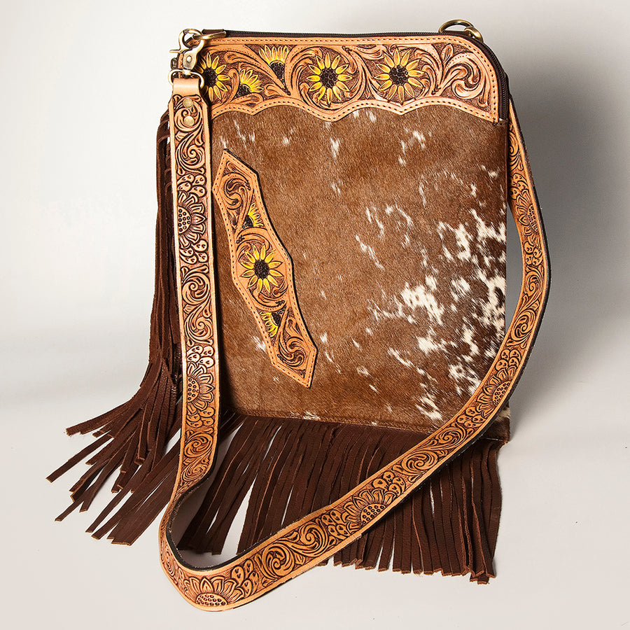 American Darling Hair-On Cowhide Chaps Bag Hand Tooled Genuine Leather - Uhorse