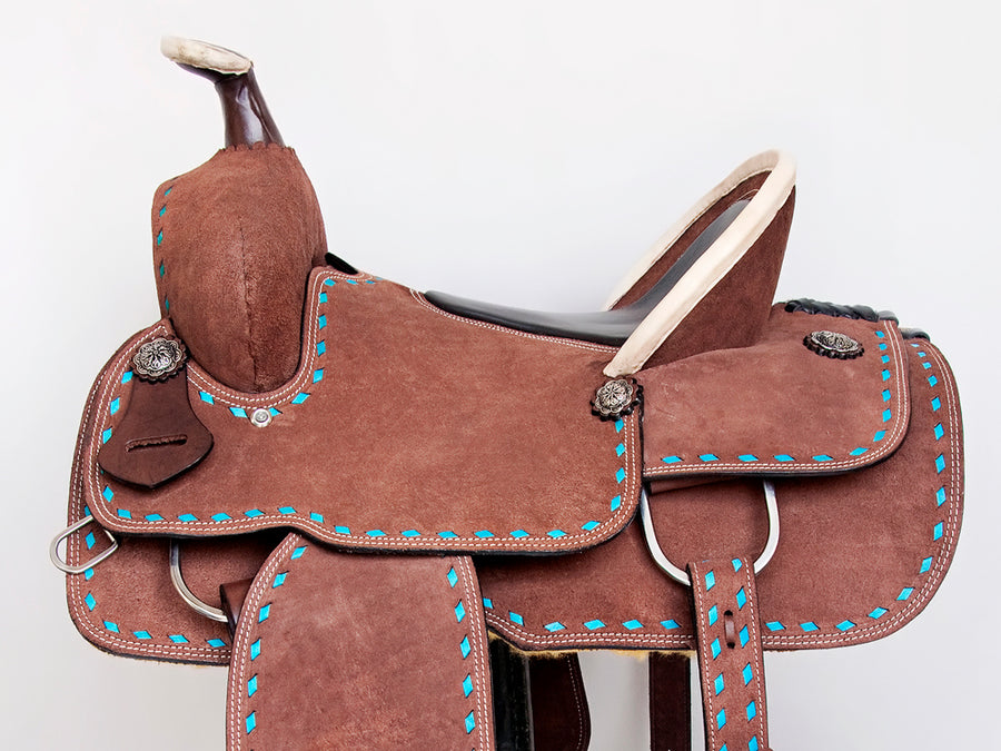 Comfytack Rough Out Western Saddle Leather Trail Tack Brown | Western Saddle | Saddle for Horses | Horse Tack Set