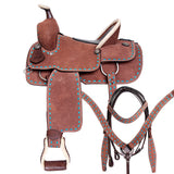 Comfytack 17 in Rough Out Western Saddle Leather Trail Tack Brown - Uhorse