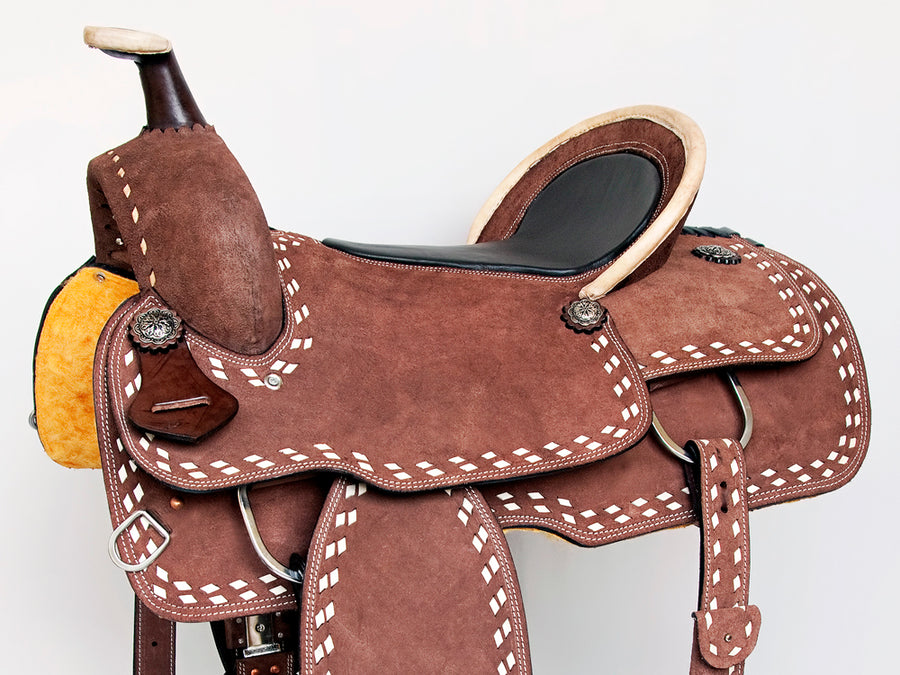 Comfytack Rough Out Western Saddle Leather Trail Tack Brown | Western Saddle | Saddle for Horses | Horse Tack Set