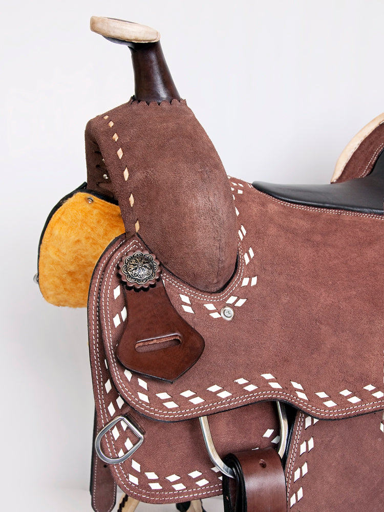 Comfytack Rough Out Western Saddle Leather Trail Tack Brown | Western Saddle | Saddle for Horses | Horse Tack Set