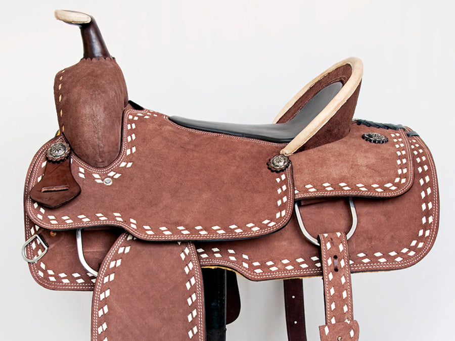 Comfytack Rough Out Western Saddle Leather Trail Tack Brown | Western Saddle | Saddle for Horses | Horse Tack Set