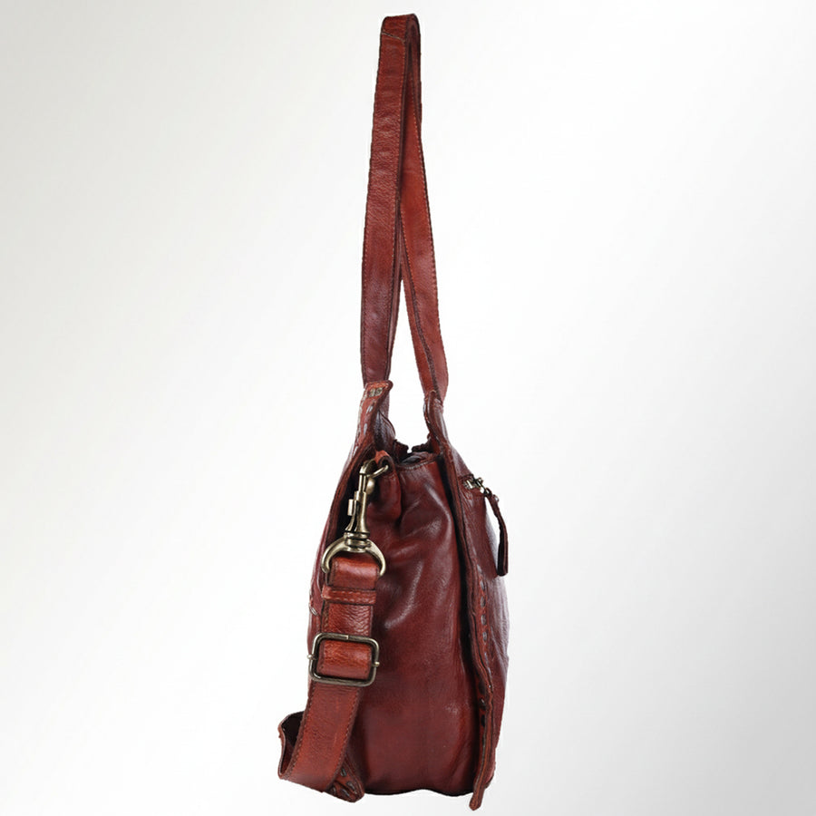 Spaghetti Western Swc133Cg Tote Vintage Handmade Drum Dyed Genuine European Cowhide Leather Women Bag Western Handbag Purse