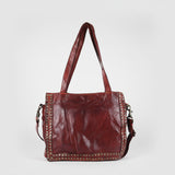 Spaghetti Western Swc133Cg Tote Vintage Handmade Drum Dyed Genuine European Cowhide Leather Women Bag Western Handbag Purse