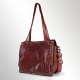 Spaghetti Western Swc133Cg Tote Vintage Handmade Drum Dyed Genuine European Cowhide Leather Women Bag Western Handbag Purse