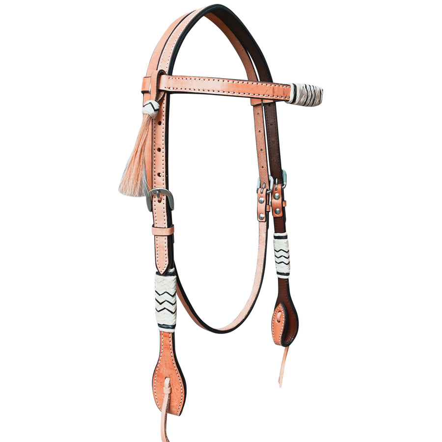 Bar H Equine American Leather Horse Saddle Tack Headstall | Browband Western for Horses - Uhorse
