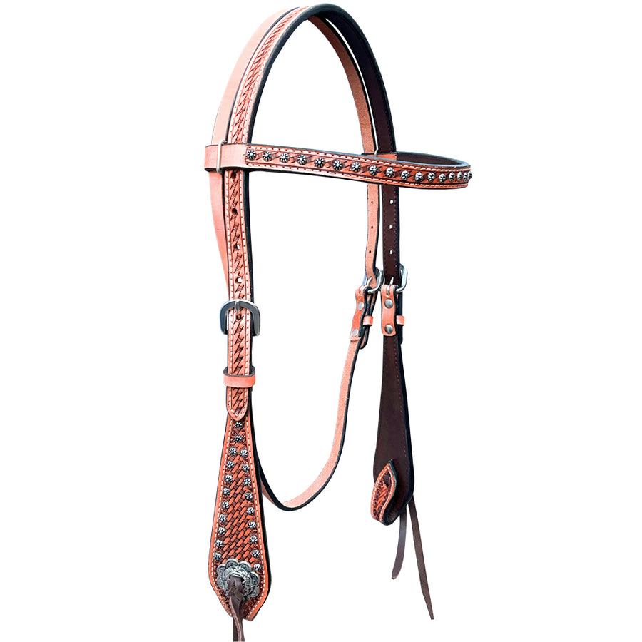 Bar H Equine American Leather Horse Saddle Tack Headstall | Browband Western for Horses - Uhorse