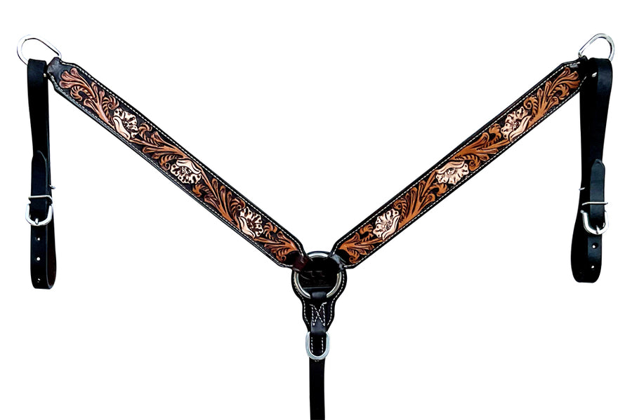 Bar H Equine American Leather Horse Saddle Tack One Ear Headstall | Breast Collar Browband Wither Strap Set BER267