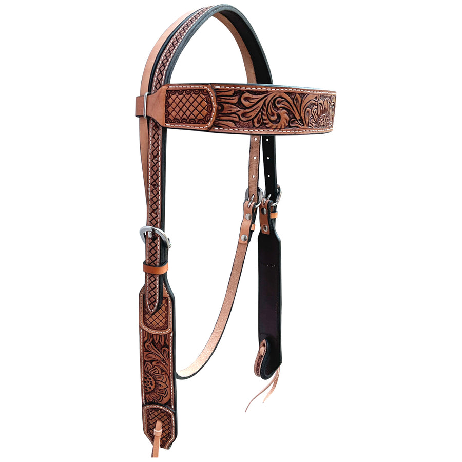 Bar H Equine American Leather Horse Saddle Tack Headstall | Browband Western for Horses - Uhorse