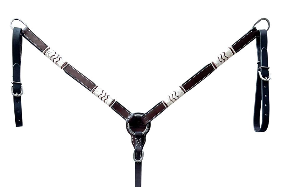 Bar H Equine American Leather Horse Saddle Tack One Ear Headstall | Breast Collar Browband Wither Strap Set BER271