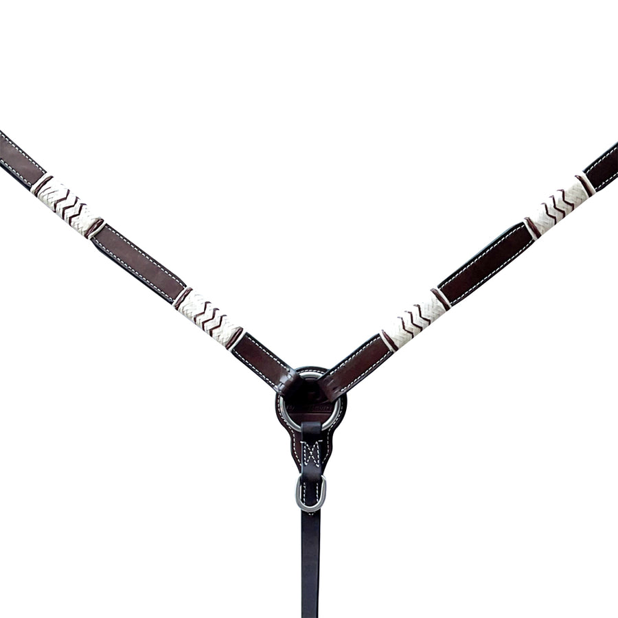 Brown leather breast collar with silver conchos - Uhorse