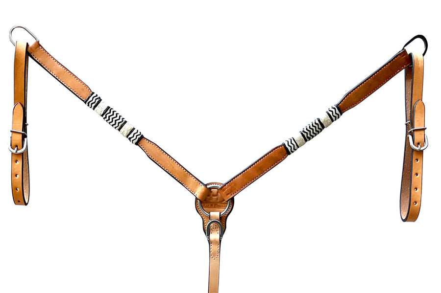 Bar H Equine American Leather Horse Saddle Tack One Ear Headstall | Breast Collar Browband Wither Strap Set BER272