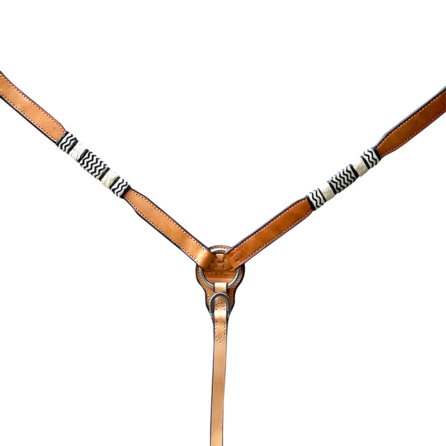 Tan leather breast collar with silver conchos - Uhorse