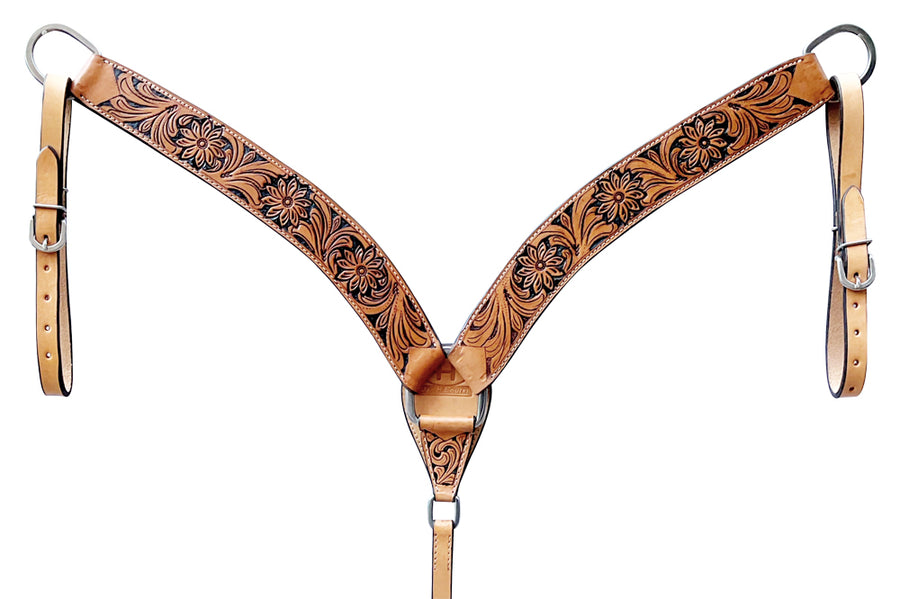 Bar H Equine American Leather Horse Saddle Tack One Ear Headstall | Breast Collar Browband Wither Strap Set BER273