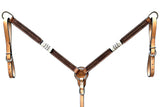 Bar H Equine American Leather Horse Saddle Tack One Ear Headstall | Breast Collar Browband Wither Strap Set BER279