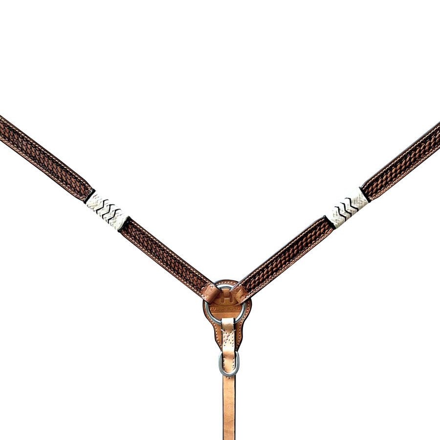 Brown leather breast collar with tooling - Uhorse