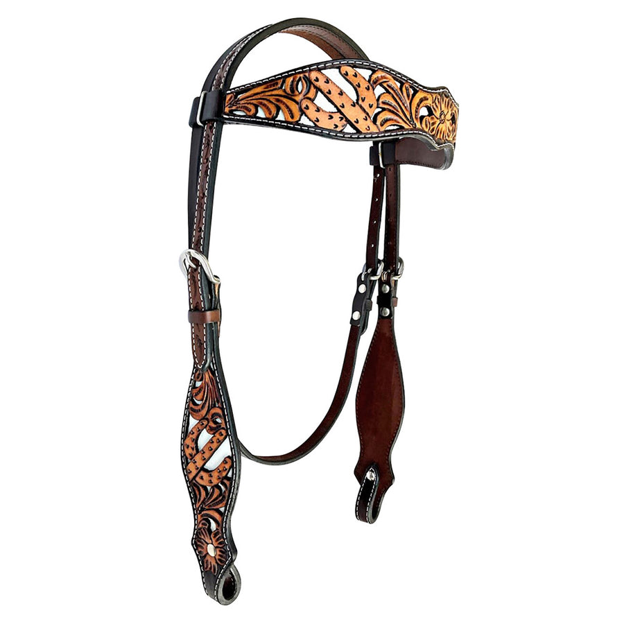 Bar H Equine American Leather Horse Saddle Tack Headstall | Browband Western for Horses - Bar H Equine