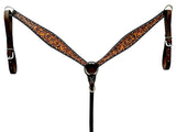 Bar H Equine Genuine Western American Leather Horse Premium Headstall & Breast Collar Set