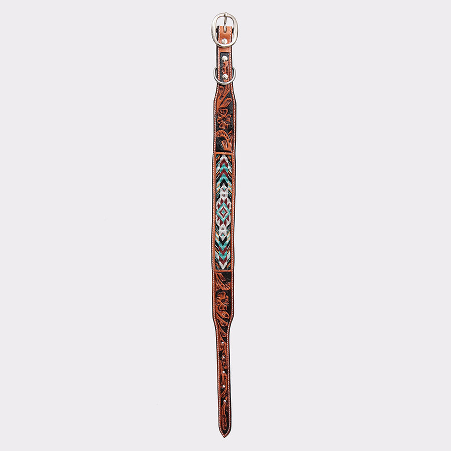 HILASON Western Style Beaded American Leather Pet Dog Collar