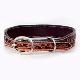 Strong Genuine Leather Dog Collar Beaded Hand Tooled Hilason