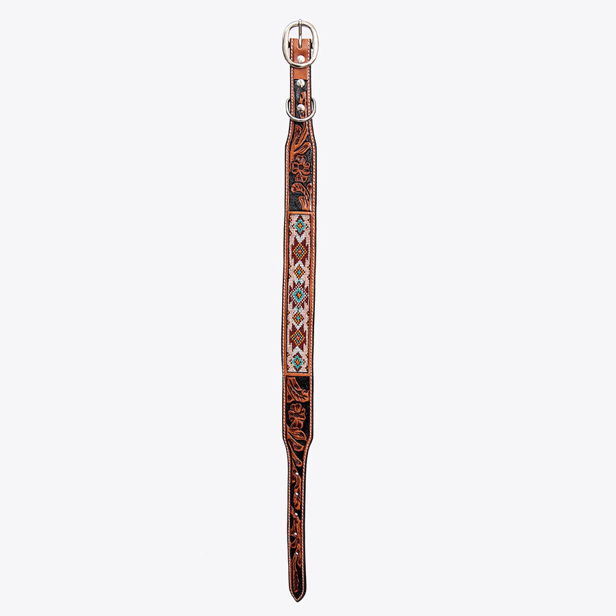 HILASON Western Style Beaded American Leather Pet Dog Collar