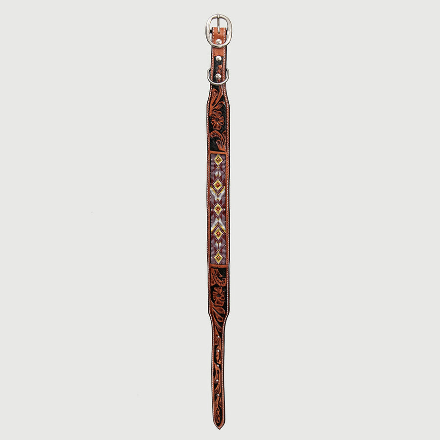 HILASON Western Style Beaded American Leather Pet Dog Collar