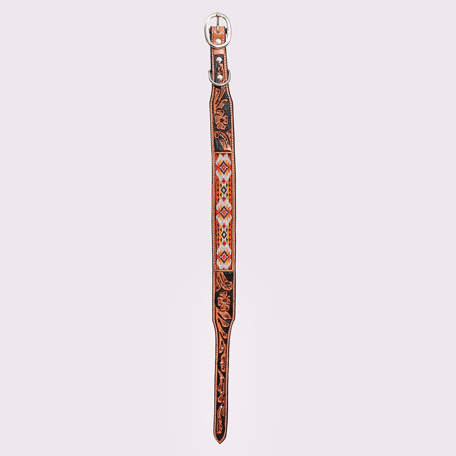 HILASON Western Style Beaded American Leather Pet Dog Collar