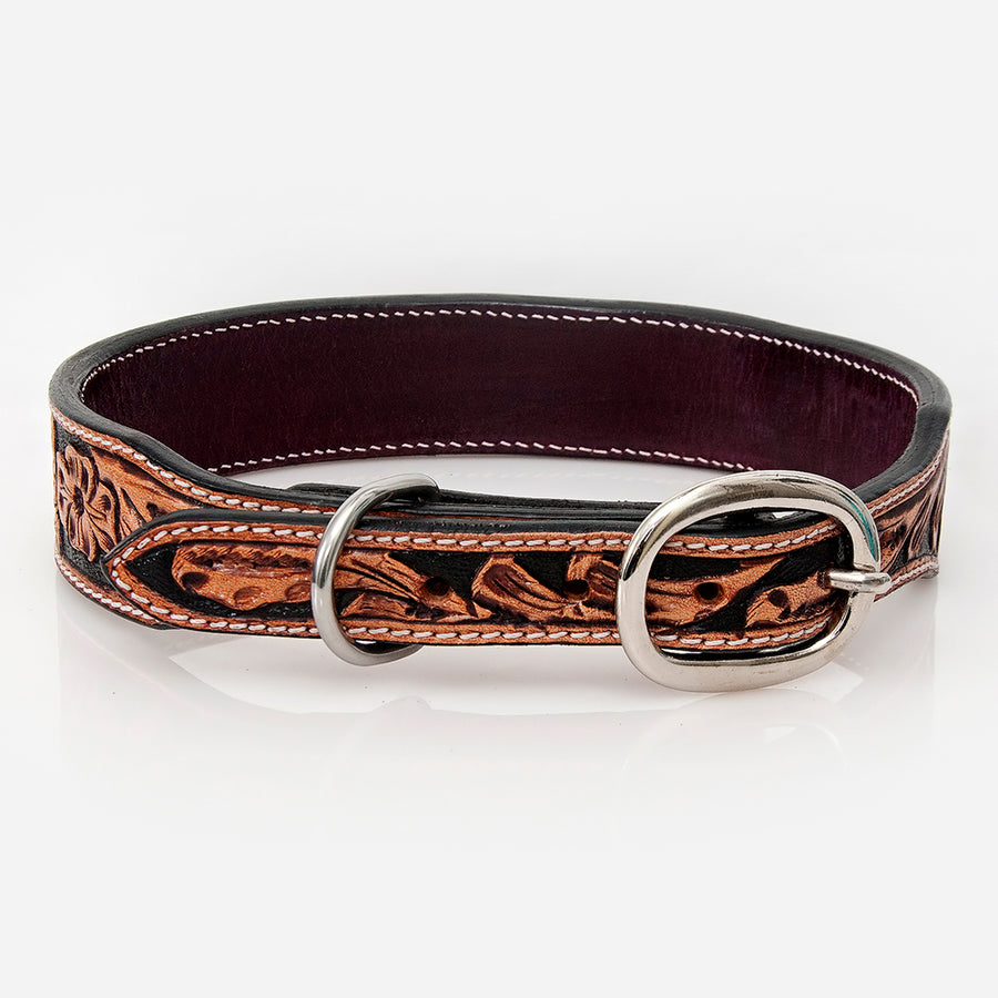 HILASON Western Style Beaded American Leather Pet Dog Collar