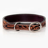 Strong Genuine Leather Dog Collar Beaded Hand Tooled Hilason