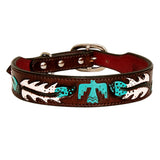 Small Strong Genuine Leather Dog Collar Hand Tooled Hilason - Uhorse