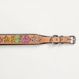 Hilason Western Floral Hand Painted Tooled Heavy Duty Genuine Leather Dog Collar