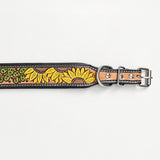 Hilason Western Floral Hand Painted Tooled Heavy Duty Genuine Leather Dog Collar